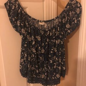 Blue top with flowers